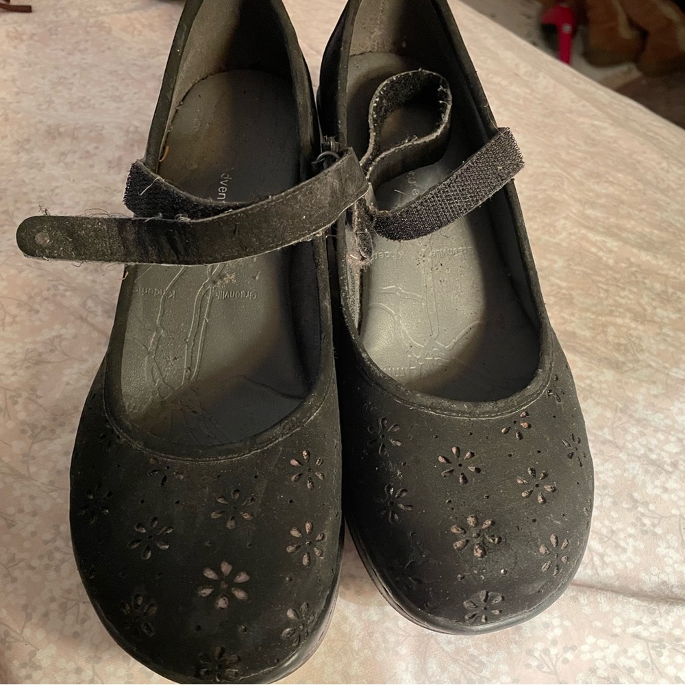 MaryJanes with wedge heel.